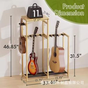Soporte de guitarra de madera maciza, estante de 3 niveles para almacenamiento y exhibición de instrumentos acústicos, eléctricos, bajos y ukeleles. - Product Image 4