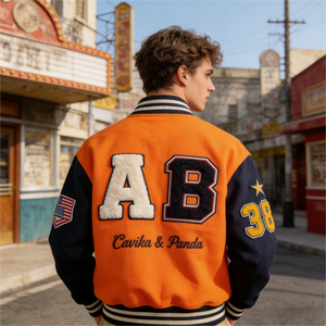 Op maat gemaakte logo borduurwerk wollen mix <span class=keywords><strong>baseball</strong></span> jack plus size heren jack sportief losse varsity jack voor heren varsity jack - Product Image 3