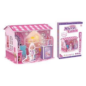 Meilleures ventes : Puzzles 3D éducatifs personnalisés à assembler soi-même, thème mini-magasins de maquillage et maisons de poupées, avec lumières LED - Product Image 1