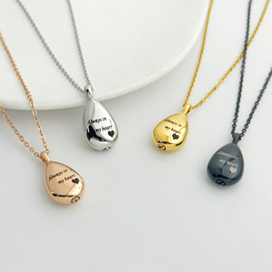 สร้อยคอทรงหยดน้ำสแตนเลสสุดฮิต พร้อมจี้ขวดน้ำหอมแบบเปิดได้ สลักลายไม้ไผ่ DIY สำหรับเก็บของที่ระลึกคนรักหรือสัตว์เลี้ยง - Product Image 4