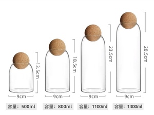 Bouteille en verre borosilicate transparent de 800 ml, pot de conservation alimentaire hermétique avec bouchon en liège rond, organisation minimaliste de la cuisine, boîte de rangement - Product Image 5