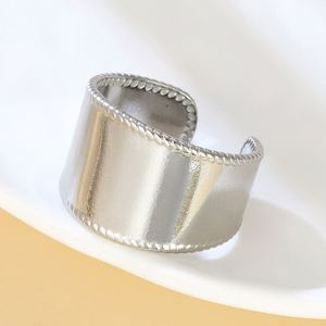 Wholesale 18K Gold Plated Vintage Women's Concave <b>Ring</b> <b>Adjustable</b> Opening Stainless Steel Jewelry for Wedding and Engagement - Product Image 3
