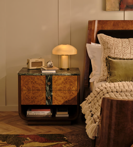 Modern Luxury 2 Drawer Open Design <strong>Bedside</strong> <strong>Table</strong> with <strong>Green</strong> Marble Top - Product Image 1