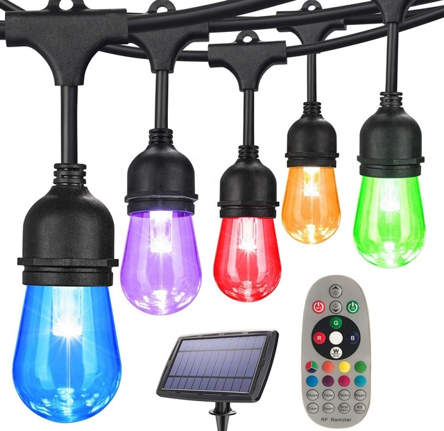 Solar Powered Voice Control 12V String Lights RGB Dimmable Led Rgb fairy Bulb String Lights
