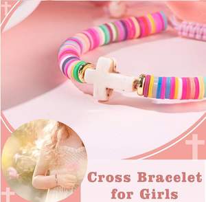 Bracciale incrociato colorato con perline per donne ragazze impilabile con catena di amicizia gioielli regalo per bambini artigianato incrociato - Product Image 6