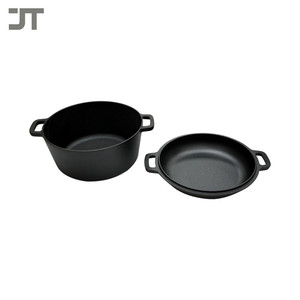 Ensemble de cuisine d'extérieur <span class=keywords><strong>pour</strong></span> le camping, marmite à soupe avec couvercle de casserole 2 <span class=keywords><strong>en</strong></span> 1, four hollandais <span class=keywords><strong>en</strong></span> <span class=keywords><strong>fonte</strong></span> pré-assaisonné - Product Image 4