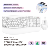 Ensemble clavier et souris sans fil ergonomique avec repose-poignets, 104 touches, 2,4 G, étanche, silencieux, pour ordinateur de bureau et ordinateur portable