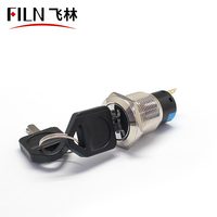 FILN 19MM Interrupteur à clé en métal Interrupteur à bouton-poussoir 3 broches UL CE RoHS CB CCC Haute qualité 19mm 1no1nc Interrupteur à clé de sécurité