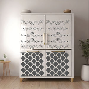 5 Pezzi Stencil Riutilizzabili <span class=keywords><strong>a</strong></span> Strisce Lunghe con Motivi Floreali e Foglie per Dipingere su Legno, Mobili e Lana - Product Image 4