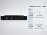Amplificateur de puissance pour sonorisation en rack, 60W à 180W, avec volume indépendant à deux zones, USB, Bluetooth, carte SD, radio FM