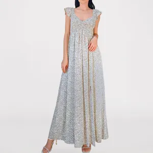 Robe décontractée modeste européenne tendance pour le bal des demoiselles Robe longue et élégante en coton de qualité personnalisée à imprimé floral pour femmes de grande taille