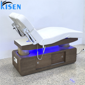 Kisen Premium Quality 4 Motors Electric Beauty Bed With LED Illumination <b>Adjustable</b> Backrest <b>Leg</b> Rest Salon Lash Chair Tray - Product Image 5