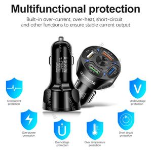 4USB Fast Car Charger Round <b>Smart</b> 4 Port QC3.0 Fast Charging Charger Head for Phone - Product Image 3