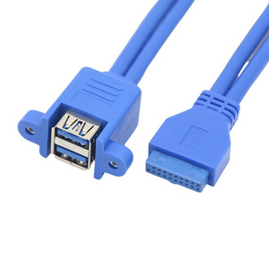 20 Pin Motherboard To Dual Usb 3.0 Extension Cable With Ear Bracket <b>Copper</b> Wire High Pressure Injection Molding - Product Image 4