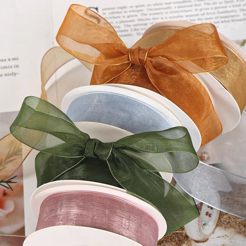 Custom High Quality Mori Green Ribbon for Spring/Summer New Fashionable DIY Handmade Birthday Cake Gift Box Gift Ribbon