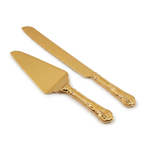 Golden Cake Knife Serving <b>Tool</b> <b>Metal</b> Rectangle Shape Dishwasher Safe Elegant Design Perfect <b>For</b> Cake Decorations And Parties - Product Image 1