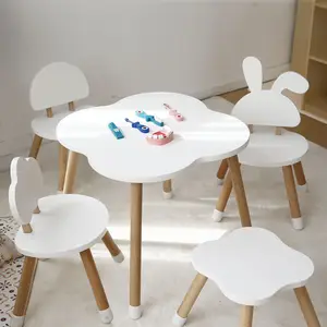 Hot Sale Preschool Daycare Nursery Furniture Set Wood Kids Study Table Chairs Dining Toddler Figure Desk for Kids Party