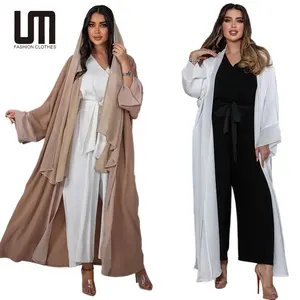Liu Ming Fashion baru 2024 wanita Dubai Kaftan Ramadan Muslim Turki pakaian abaya sifon lengan panjang mantel elegan