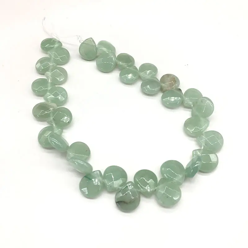 Faceted Natural Water Drop Shape Gemstone Beads, Green Aventurine Stone Beads For Wholesale