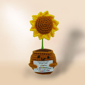 Muñeco de girasol positivo Crochet con tarjeta Gracias por ayudarme a crecer Regalo de agradecimiento al Maestro de la planta de ganchillo del estudiante - Product Image 2