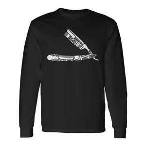 Barber's <b>Straight</b> <b>Edge</b> <b>Razor</b> Icons Barbershop Long Sleeve T-Shirt - Product Image 1