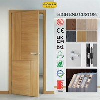 Porte intérieure de chambre à coucher en bois massif, insonorisée, avec placage en chêne rouge, design moderne géométrique, conforme à la norme ASTM E90 d'Amérique du Nord, pour les maisons
