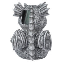 Figurines en résine de dragon, lumières LED solaires, style boule magique, finition naturelle, support au sol, ornement extérieur pour jardin