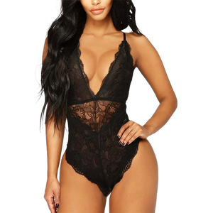Bodysuit Lingerie Seksi Berbahan Renda untuk Wanita, Model Teddy Transparan dengan Desain Jala untuk Hari Valentine dan Malam Romantis - Product Image 1