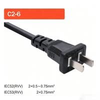 Câble d'extension industriel durable en cuivre et PVC avec connecteur IEC C17 - Cordon d'alimentation standard chinois pour ordinateur, 2 prises