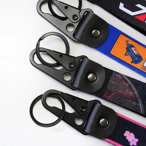 Correa bordada <span class=keywords><strong>de</strong></span> poliéster personalizada mosquetón pulsera <span class=keywords><strong>tela</strong></span> gancho corto motocicleta llavero - Product Image 4