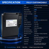 Batterie au lithium 24V 20Ah 480Wh NCM Li-ion avec BMS intelligent ternaire CNRY-24V, 800 cycles, pour chariots élévateurs électriques, transpalettes et AGVs