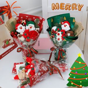 Muñeco de Peluche de Santa Claus con Flores de Ganchillo, Ramos Hechos a Mano para el Día de Navidad, Decoración para la Mesa del Hogar, Regalos Perfectos para Amigos - Product Image 1