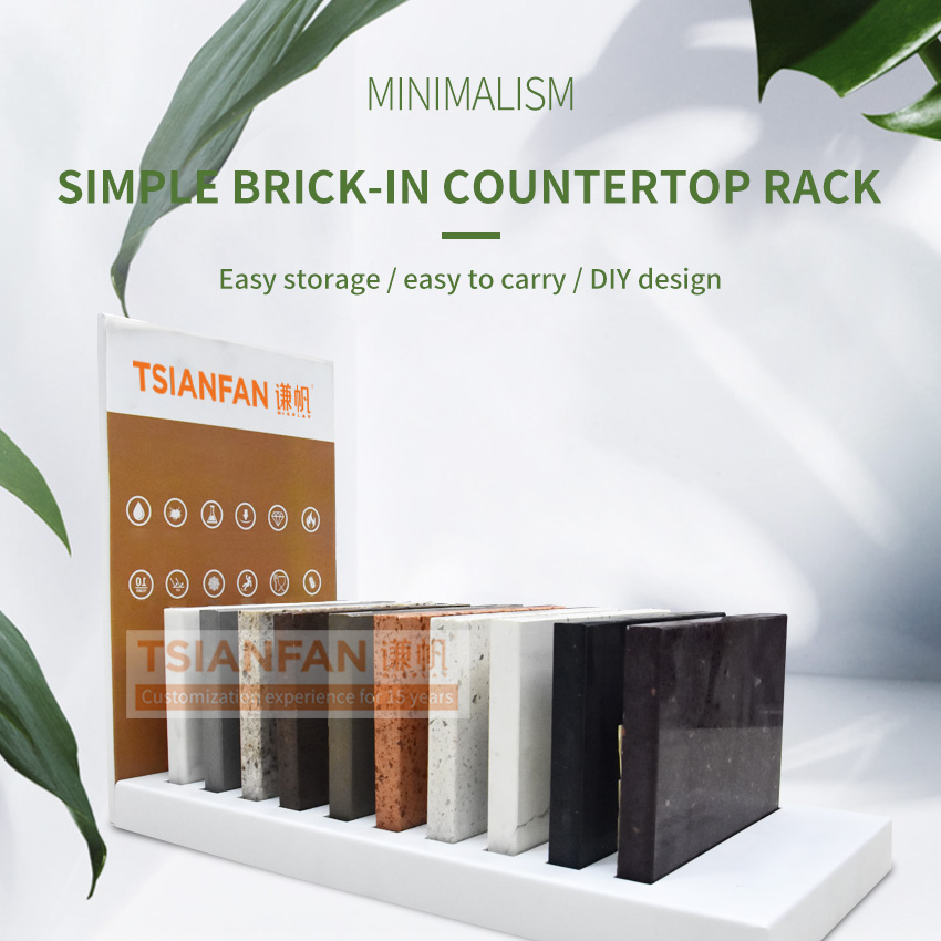 Wholesale Retail Quartz Sample Tabletop Racks Mosaic Granite Marble Artificial Stone Table Display Rack Countertop Tile Display