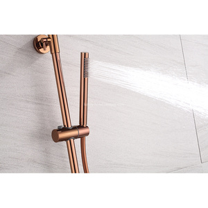 Set <span class=keywords><strong>Doccia</strong></span> <span class=keywords><strong>e</strong></span> <span class=keywords><strong>Vasca</strong></span> da <span class=keywords><strong>Bagno</strong></span> a Parete in Ottone Spazzolato Oro Rosa OEM/ODM <span class=keywords><strong>con</strong></span> Doccetta <span class=keywords><strong>e</strong></span> Asta Scorrevole per Hotel <span class=keywords><strong>e</strong></span> Ville - Product Image 4