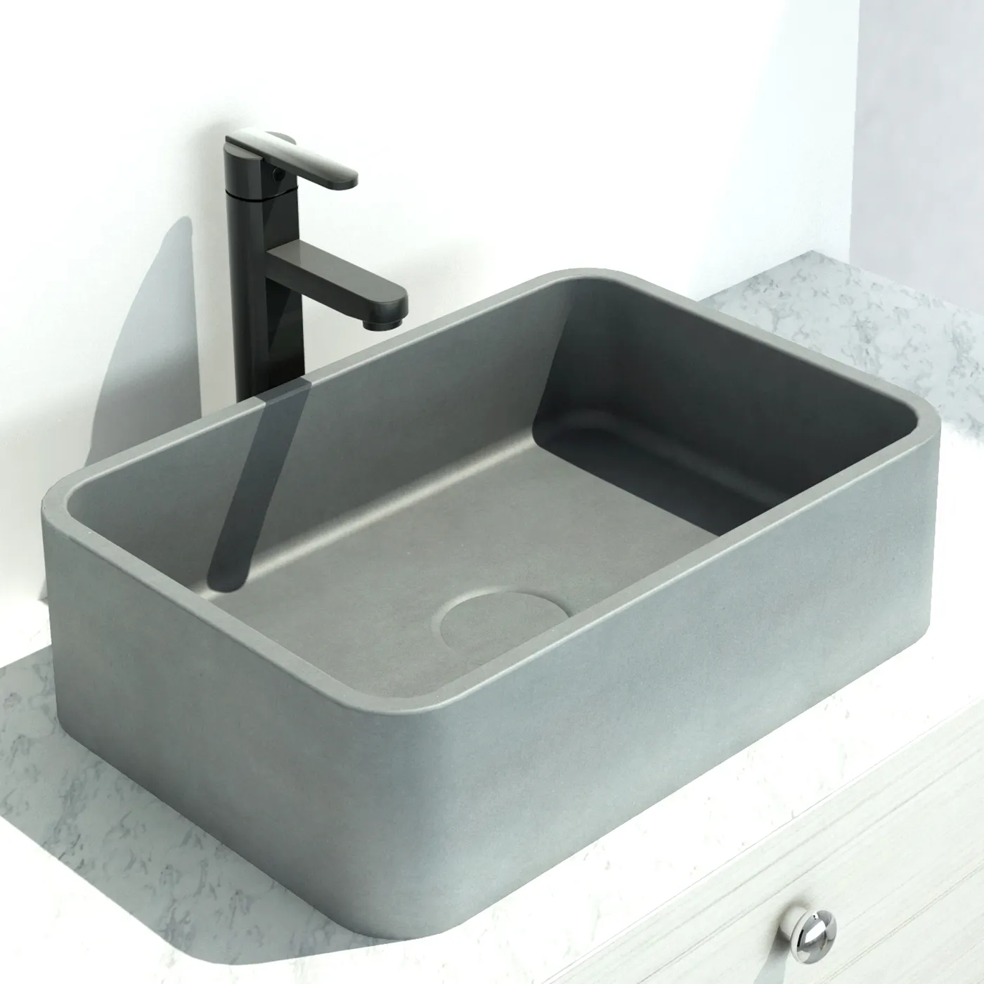 CONRAZZO Italian Platform Luxury Rectangle Bath Room Cabinet Cement Wash Basin Sink For Five Star Bathroom