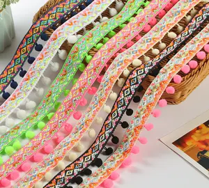 Hot Sell Multicolour Pellets Kwast Franje Trim Voor Decoratief Tapijt Gordijn Kleding Naaien Accessoires