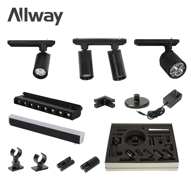 ALLWAY Commercial Lighting Rail System Aluminum Led Adjustable Track Light Customize Wattage Surface Mounted Track Lights
