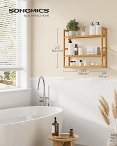 Étagère murale <span class=keywords><strong>pour</strong></span> plantes en bambou non pliable à 3 niveaux, style rustique, réglable, <span class=keywords><strong>pour</strong></span> salle de bain - Product Image 3