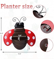 Petit pot de fleurs en métal en forme de coccinelle, à suspendre, pour l'intérieur/l'extérieur, style rustique, durable, pour la maison, le jardin, les plantes succulentes
