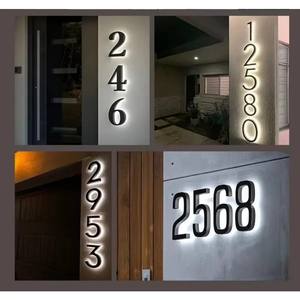 사용자 정의 아크릴 빛 블랙 조명 3D 현대 문 Led 집 번호 집 주소 호텔 방 문 번호 표시 - Product Image 3