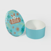 Boîte cadeau de luxe en forme d'œuf de pâques bleu avec couvercle et Base