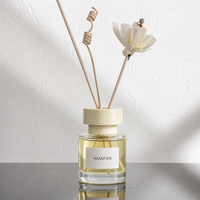 Bouteille diffuseur en verre transparent 50 ml, best-seller, vide, pour bâtonnets en rotin, avec impression sérigraphique personnalisée et marquage à chaud