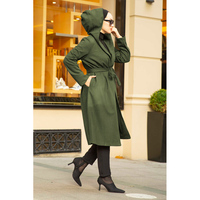 Casquette hiver à manches longues robe tunique ceinture femmes musulman Hijab mode turquie dubaï islamique ethnique vêtements à capuche Cachet manteau