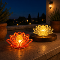 Lampe LED jaune chaude en plastique à fleurs de lotus Bougie sans flamme à piles Écologique pour la fête à la maison Diwali religieux