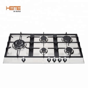 Estufa de Gas con Cubierta de Vidrio y 5 Quemadores, Soporte para Sartenes de Hierro Fundido, Integrada - Product Image 1