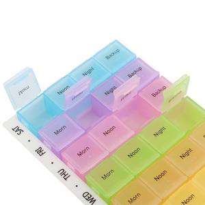 Pastillero de plástico semanal de <span class=keywords><strong>7</strong></span> días al por mayor con 28 compartimentos para organizar y almacenar pastillas - Product Image 2