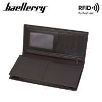Baellerry dompet panjang kulit Pu dompet klip penyimpan kartu dompet Clutch posisi Multi kartu kapasitas besar untuk pria