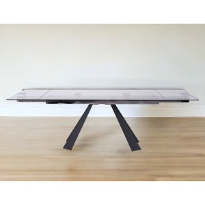 HMS 63 chiaro e nero vetro e metallo goccia foglia piedistallo Base tavolo da pranzo - Product Image 1