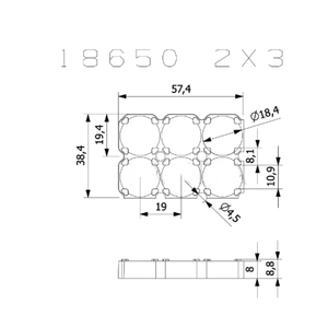 Soporte/espaciador para baterías de litio componibles 2S3P para celdas 18650, accesorio para una gestión eficiente de las celdas - Product Image 6