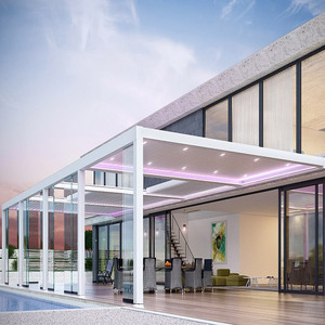 Pérgola Bioclimática de Aluminio Personalizada, Impermeable, con Toldo Motorizado Deslizante y Techo de Láminas - Product Image 2